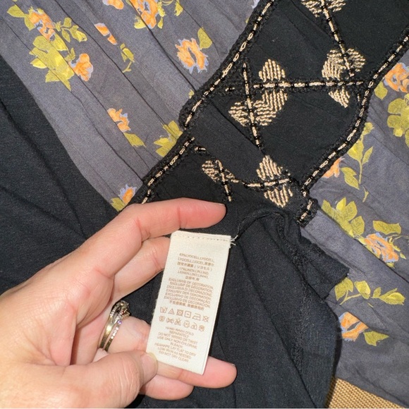 Free People NWT! Women'S Mix It Up Floral Beaded Tunic Dress Or Blouse In Black - Picture 13 of 17